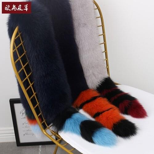 Fashion new real fox fur scarf ladies winter big tail fur collar color fox fur scarf plush scarf