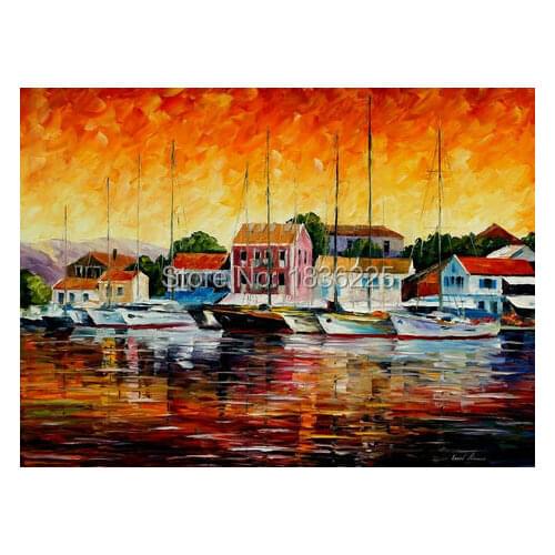 Wall decor beautiful painted canvas modern paintings with a knife abstract boat painting interior decoration watercolor powder