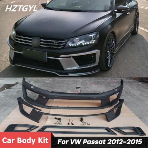 Unpainted PU Material Car Body Kit Front Bumper And Lip For VW Passat Facelift R400 Style 2012-2015
