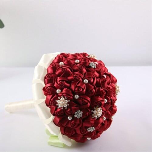 Newest 1pc/lot red Artificial royal Wedding Bouquets Bridesmaid Crystal Bridal Wedding Bouquet de mariage