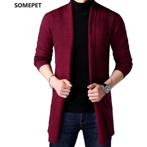 Spring New Mens Sweater Solid Color Bottoming Shirt Korean Long-sleeved Shirt Mens Slim Long Cardigan Sweater Knitted