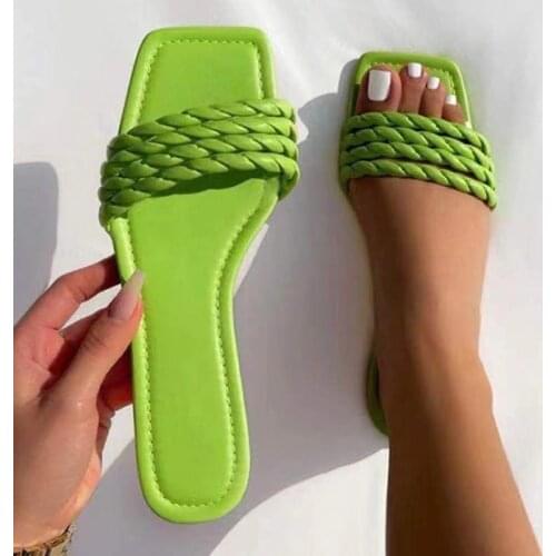 New Women Sandals Summer Weave Shoes Women Solid Large Size Rome Women Shoes Outside Beach Flat Designer Shoes Woman Footwear