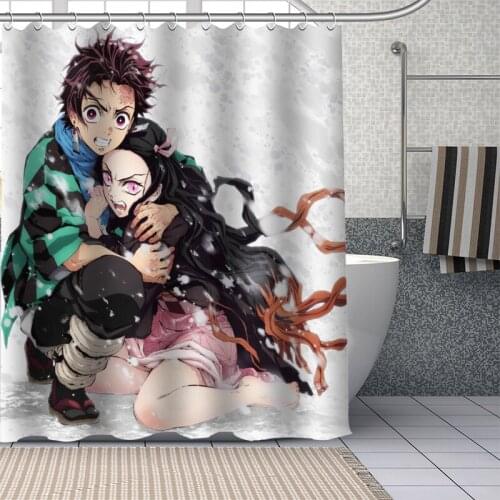 Custom Kimetsu No Yaiba Shower Curtains DIY Bathroom Curtain Fabric Washable Polyester for Bathtub Art Decor douchegordijn