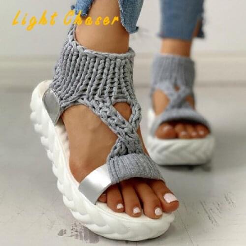 Hot Womens Platform Sandals, Platform Heels, Casual Flat Shoes, Woolen Sandals, Womens Large Size Beach Shoes, Womens Sandals