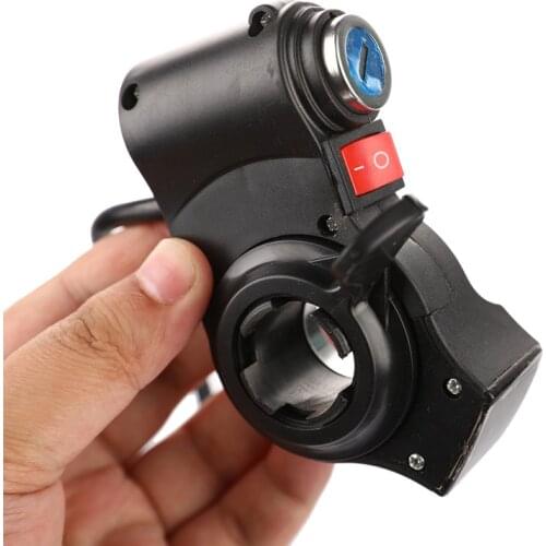 Electric Bicycle Handlebar Throttle Accelerator Grip Throttle Electric Bike Scooter Thumb Throttle Key Lock Switch Bycycle Acce