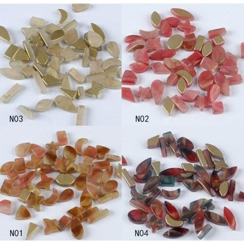 Resin Mixed Shape Gradient Color Glazed Stone Nail Jewelry Rhinestone 30Pcs/100Pcs Flat Nail Decoration Art AccessoriesartFashi