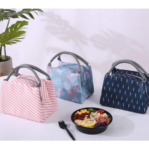 Outdoor Picnic Bag Strip Flamingo Insulated Lunch Bag Picnic Basket Animal Hiking Camping Travel Thermal Lunch Box Bag Cooler