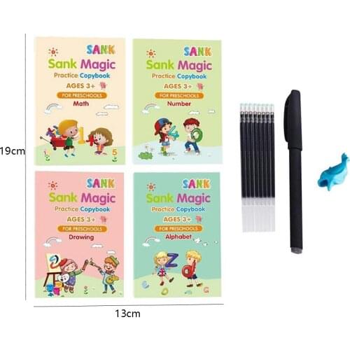 New 4 Books + Pen Childrens Copybook Practice Handwriting Exercise Book Baby Toy Calligraphy Montessori Toy Copybook