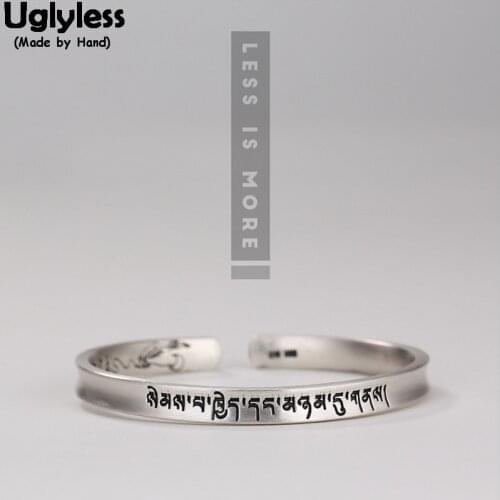 Uglyless Less is More Real 99.9% Full Silver Heart with u Tibetan Bangles for Women Silver Gifts Jewelry Concave Convex Bracelet
