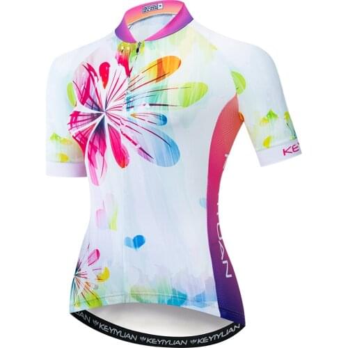 KEYIYUAN 2021 Cycling Jersey Women Bike Mountain Road MTB Top Bicycle Shirt Short Sleeve Riding Blouse Roupas Ciclismo Femina