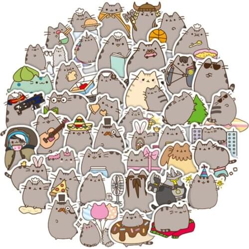 10/30/50PCS Cartoon Cute Fat Cat Diary Waterproof Graffiti Suitcase Laptop Skateboard Guitar Toy Decoration Sticker Wholesale