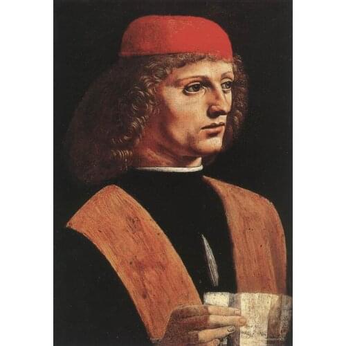 High quality Oil painting Canvas Reproductions Portrait of a Musician (1485) by Leonardo Da Vinci Painting hand painted