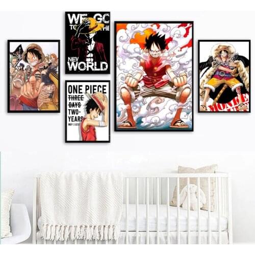 Japanese Anime One Piece Wall Art Printed Poster Wanted Luffy Soron Ais Canvas Painting Home Living Room Bedroom Decoration
