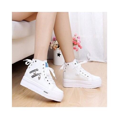 2020Autumn Women Casual Shoes Denim Ankle Boots Ladies Classic Zipper Height Increasing student Boots Zapatos De Mujer