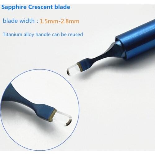 1PCS Sapphire Crescent blade Ophthalmic Keratome blades titanium handle Ophthalmic instruments