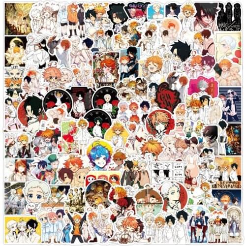 10/50/100Pcs The Promised Neverland Stickers Anime Decal for Refrigerator Fridge Skateboard Laptop Luggage Pegatina Graffiti Toy