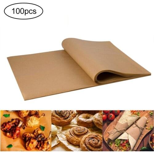 100Pcs Food Wrapping Paper Non-Stick Food Safe Wax Paper Greaseproof Baking Sheet Oil Paper Oven Oilcloth Baking Tools