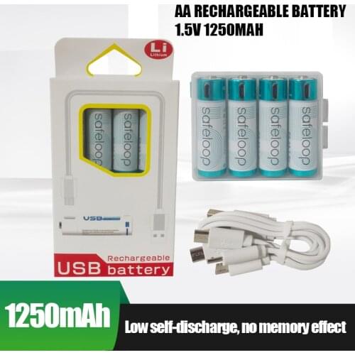 AA 1.5V 1600mAh Battery 2/4/8/12/16/20pcs USB Quick Charging Rechargeable Lithium Polymer Battery Charged by Micro USB Cable