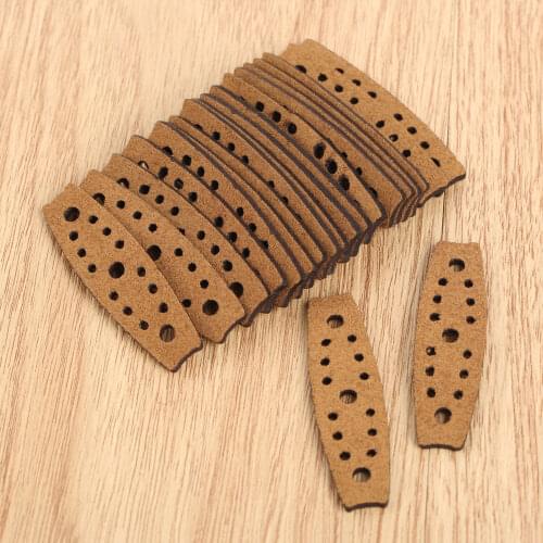 20Pcs 50mm Hunting Microfiber Leather Slingshots Pouches Outdoor Shooting Bow Sling Shots Catapults Replacements 14mmX8mm Brown