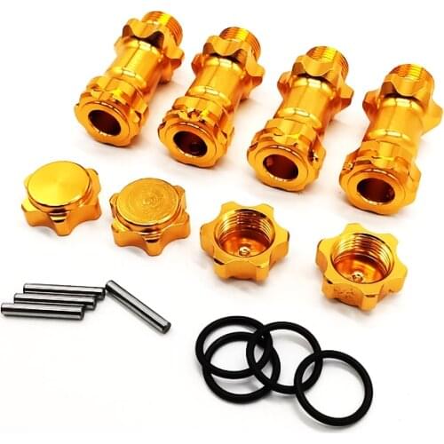 4PCS M17 17mm Extended Adapter 30MM Aluminum Wheel Hex Hubs Adapter Nut Pin Anti-Dust Cover For 1/8 RC Model Car HPI HSP