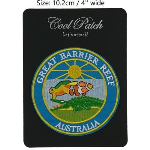 4" Great Barrier Reef Australia Travel Souvenirs patch NATIONAL PARK transfer Embroidered Iron On sew on patches for Clothing