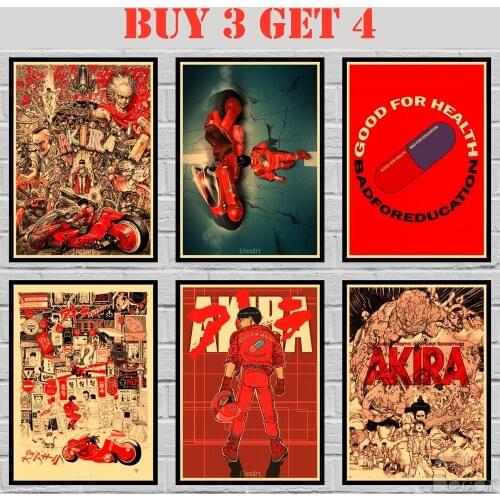 Anime Akira Kraft paper Poster Cartoon Painting Abstract Funny Fancy Wall Sticker 42X30cm