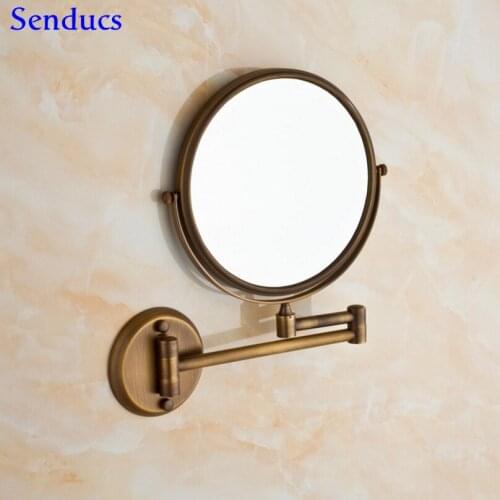 Senducs Antique Bathroom Mirror 3x Magnifying Bath Mirror With 8 Inch Bathroom Folding Mirrors With Solid Brass Bath Mirror