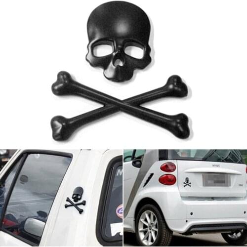Car 3D Chrome Skull Decals Metal Emblem Skeleton Devil Sticker Ghost Crossbone Individuality Punk Decoration