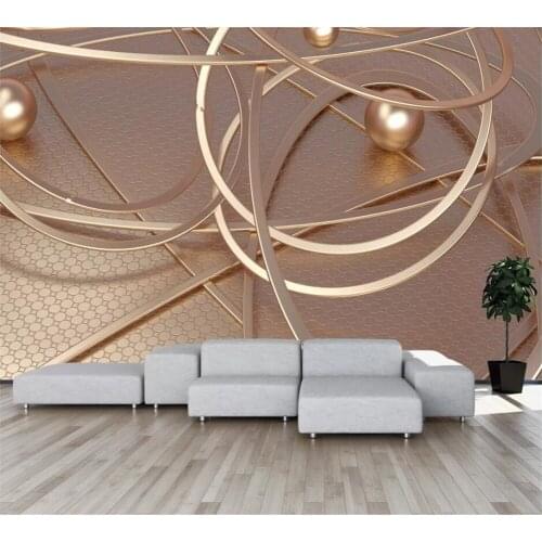 Beibehang Custom high-end mural simple and fashionable European golden abstract lines geometric 3D living room wallpaper
