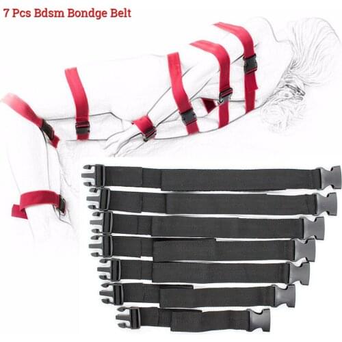 CamaTech 7 Pcs/Set SM Tied Up Bondage Belts Adjustable Fetish Slave Bondage Rope Full Body Restraint Device Sex Toys For Couples