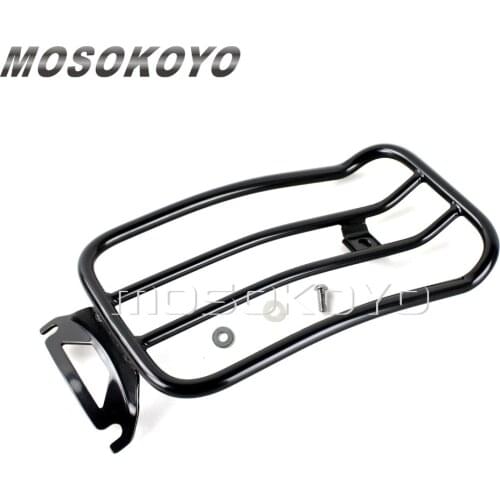 For Harley Touring FLHT FLHR FLHX FLT Black Steel Rear Luggage Rack Solo Seat Carrier Holder 1997-2015