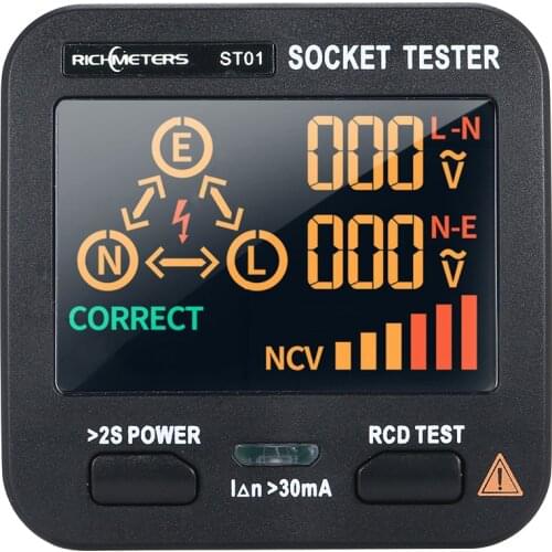 RICHMETERS ST01 Digital Voltager Socket Tester LCD Display Plug Non Contact Electricity Tester NCV Socket Tester