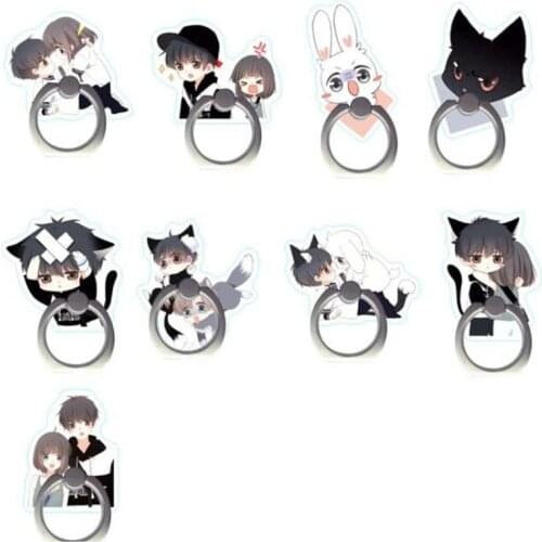 Cartoon Lover Cat Girl Boy Finger Ring Smartphone Stand Holder Mobile Phone Holder Stand For iPhone XR Acrylic All Smart Phone