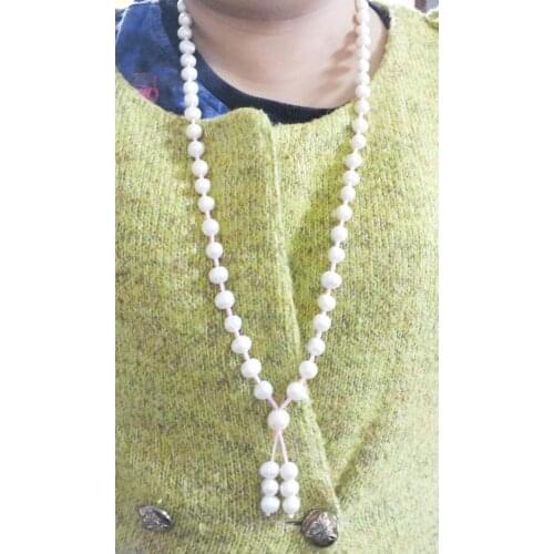 Long Sweater Necklace 32"Women Beaded Jewelry, Pearl Beads Chain Jewelry, 100% 11MM Cultured Freshwater Pearls