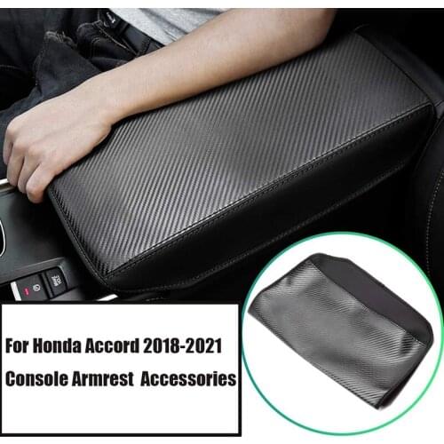 For Honda Accord 2018-2021 Carbon Fiber Car Leather Center Console Armrest Cover Protector Accessories