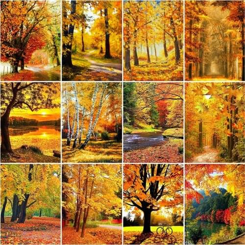 Evershine Diamond Painting Tree Full Square Diamond Embroidery Landscape Antumn Cross Stitch Mosaic Rhinestones Art Home Decor