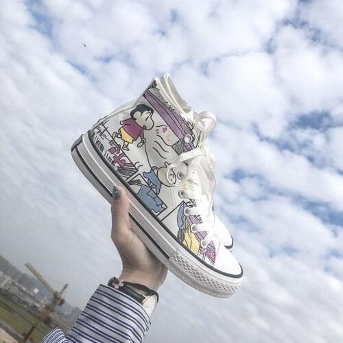 Discoloration Canvas Shoes Students Girl Casual Shoes Cloth Vulcanized High Top Women Sneakers Basic Simple Style White