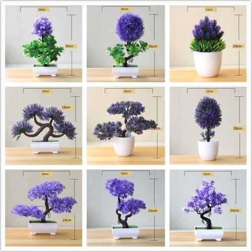 Violet Series Bonsai Artificial Plants Potted Fake Plants Potted Grass Plastic Plants Art Home/garden/room/official Desk Decors