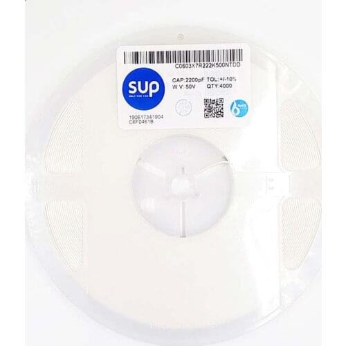 50PCS C0603X7R222K500NTDD Chip capacitor 0603 X7R 222K(2.2nF) 50V ±10% Thickness 0.8mm