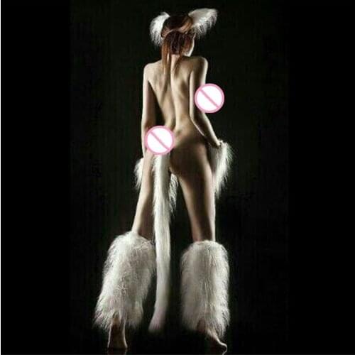 Sexy Faux Fur Tail Cosplay Fox Set Costume for Christmas Halloween Party Evening,Dance Performance Prop