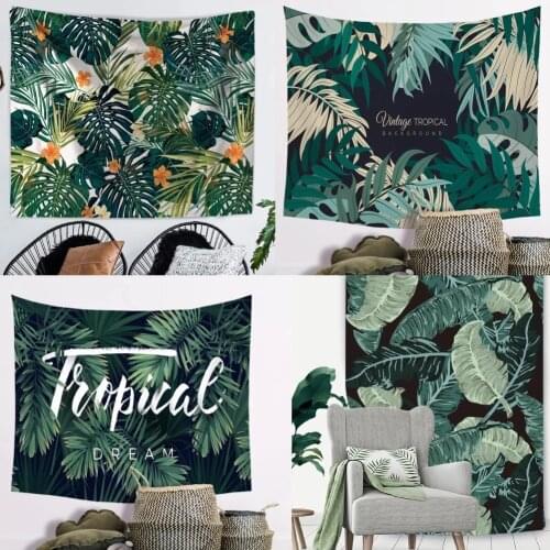 Summer Leaf Tapestry Wall Hanging Tropical Leaves Wall Hanging Decor Green Wall Art Tapestries Large Size Cactus Home Decor