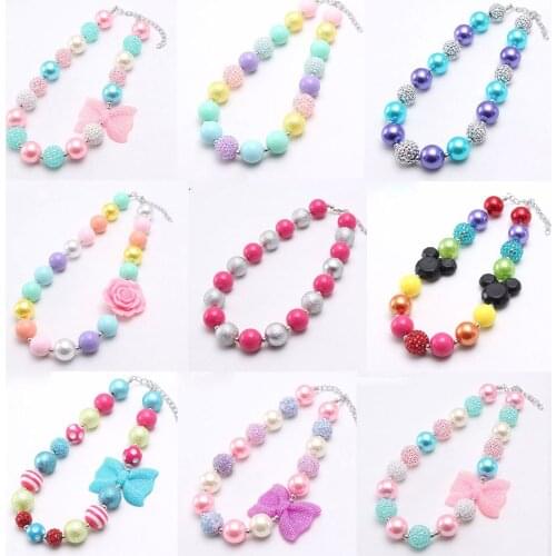 MHS.SUN kids girls chunky bubblegum necklace 1PC random style diy beaded necklace stock sale jewelry various style necklace