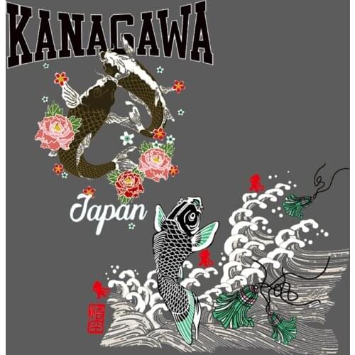 Cartoon Japanese Carp Iron On Stickers Washable Appliques A-level Patches Heat Transfer For DIY T-shirt Accessory Clothes Decor