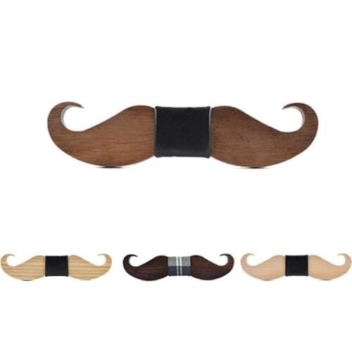 Beard Wooden necktie Men ties PU leather black Wedding tie 12*3CM