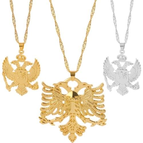 Albania Eagle Pendant Necklaces for Men Women Gold Silver Color Albanian Jewelry Punk Gifts Accessories Choker Necklace