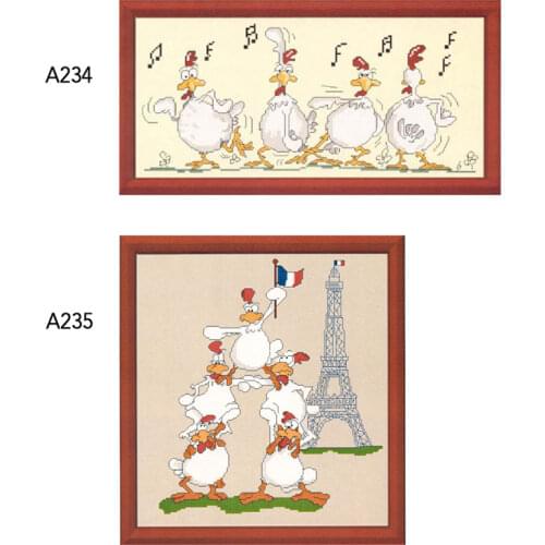 Cross Stitch Kit Home Decoration Hanging Picture A234-235 Children Dance And Tower Shape Fishxx Handmade Embroidery