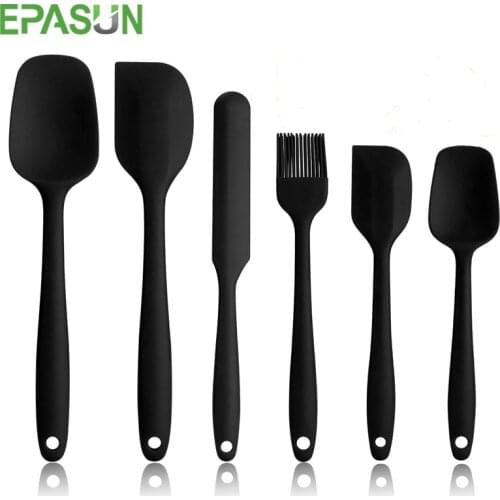 EPASUN 6pcs/set Spatula Set Silicone Rubber Nonstick Scraper Kitchen Utensils for Baking Cooking Mixing High Heat Resistant