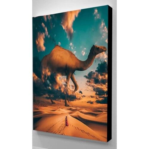 Wall Art Landscape Canvas Painting Camel Picture Desert Print Vintage Home Decor Animal Poster Cuadros For Living Room Modular