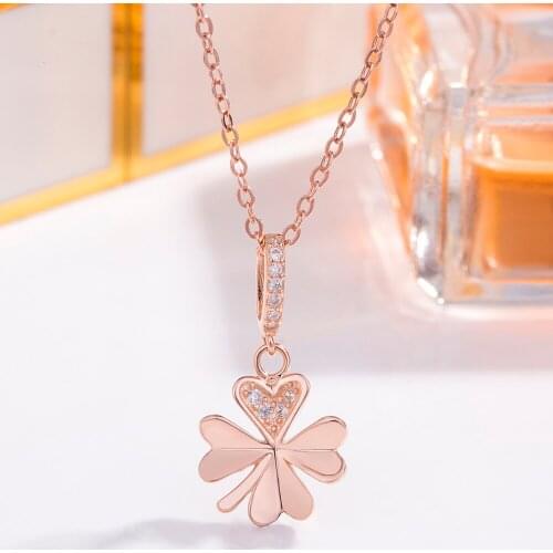 New Rose Gold Star Pendant Necklace 100%925 Sterling Silver Chocker Lady Fashion Austria Crystal Zircon jewelry Christmas gift