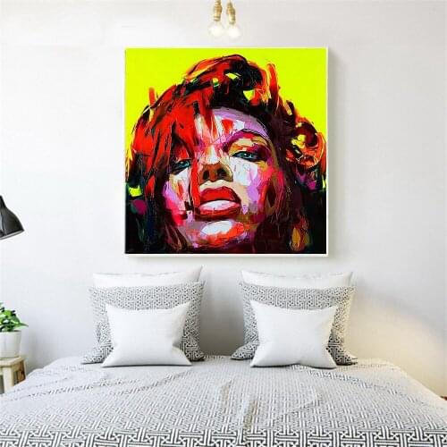 Handmade African Woman Wall Art Canvas Painting Portrait Face Abstract Artwork for Living Room Wall Decor Office Home Decoration